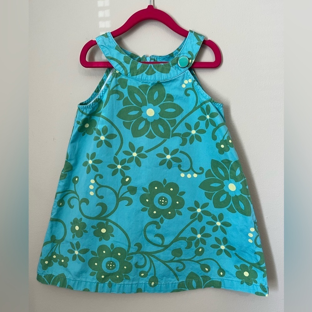 Gap Kids 100% Cotton Floral Scoop Neck Dress With Pockets Size XS 4/5